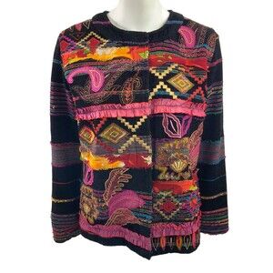 Choices Pink Paisley Long Sleeve Patch Jacket Work Business Casual S